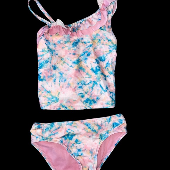 Crown & Ivy Sz 5 Kids Swimwear Set - Pink and‎ Blue Tie-Dye - Picture 1 of 3